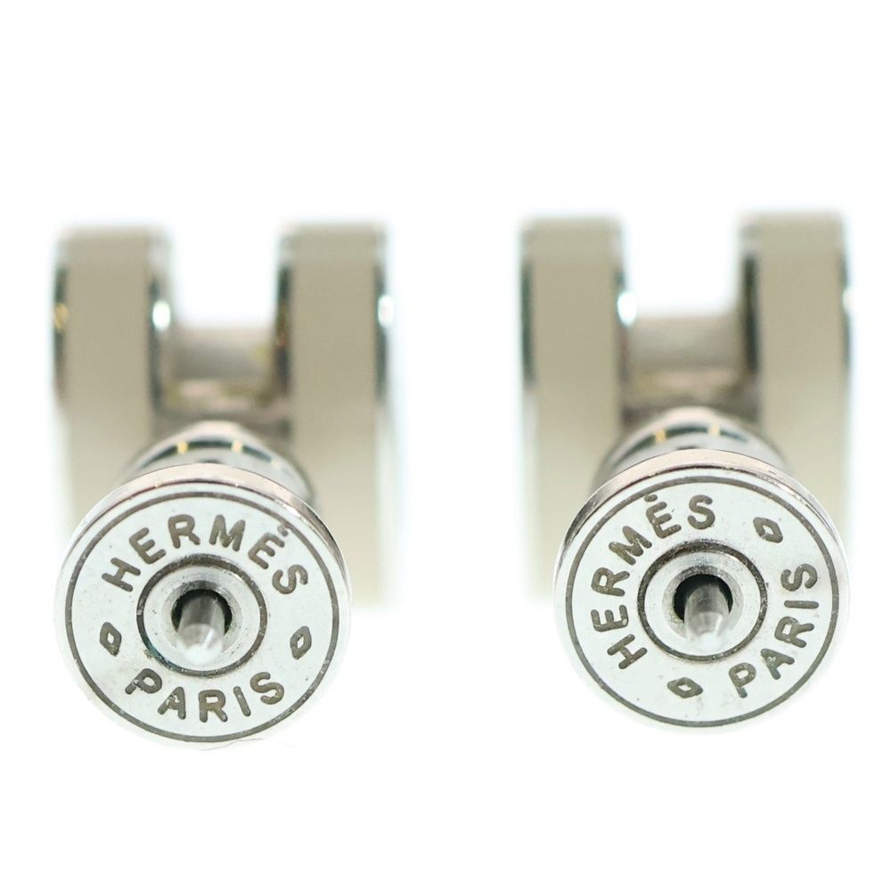 HERMES エルメス ポップアッシュH ミニ Hロゴ スタッドピアス ベージュ シルバー レディース