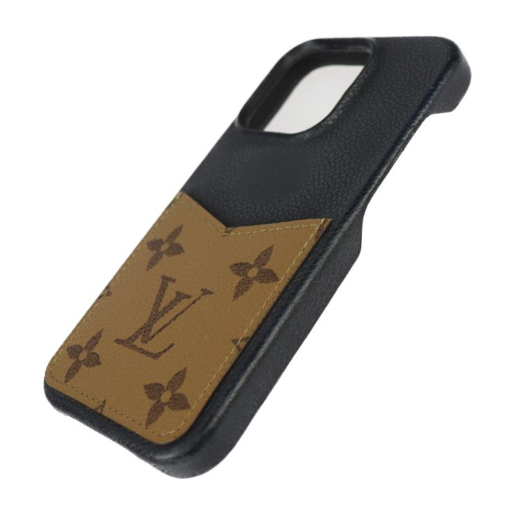 LOUIS VUITTON ルイ ヴィトン IPHONE バンパー 15 Pro その他小物 M82889 モノグラムリバース レザー  ブラウン ブラック iPhoneケース スマホケース ビトン 【本物保証】