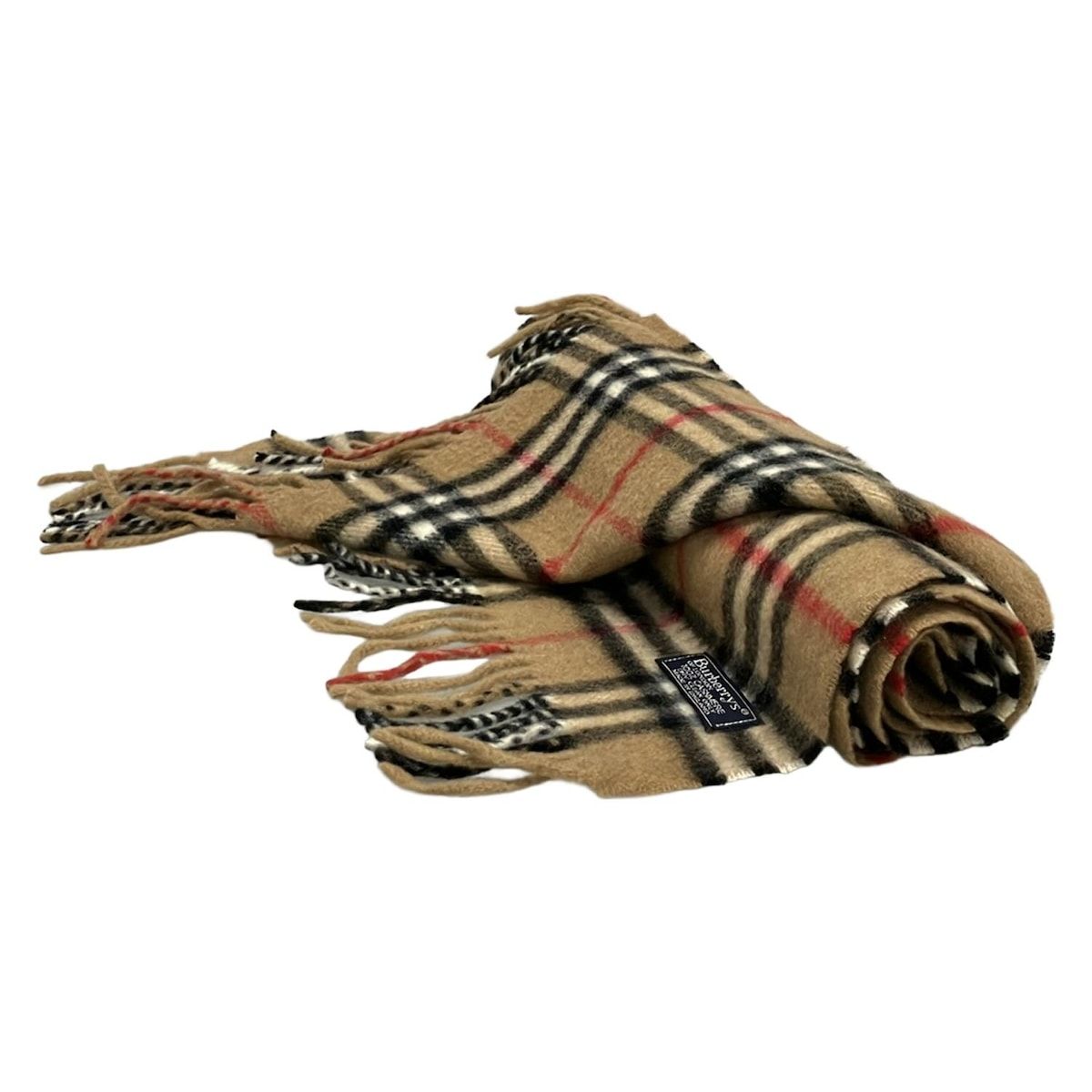 Burberry's(バーバリーズ) マフラー - ライトブラウン×黒×レッド