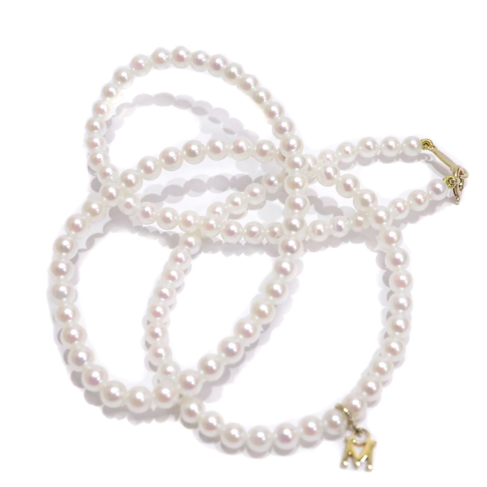 MIKIMOTO ミキモト K18YG Mチャーム ベビー パール 約3.4mm位～約3.9mm