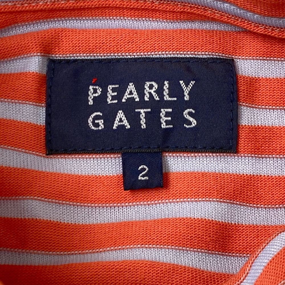 パーリーゲイツ オレンジ ストライプ ゴルフシャツ サイズ：2 PEARLY GATES パーリーゲイツ 長袖ポロシャツ ストライプ