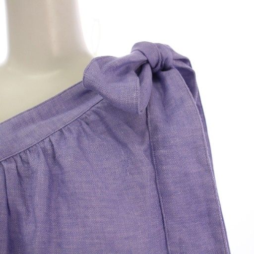 【中古】マイラン ワンショルダーリボントップス カットソー ショート丈 アシンメトリー 麻 リネン 紫 MY21SS-BL023 マイラン MYLAN One Shoulder Ribbon Tops ワンショルダーリボン