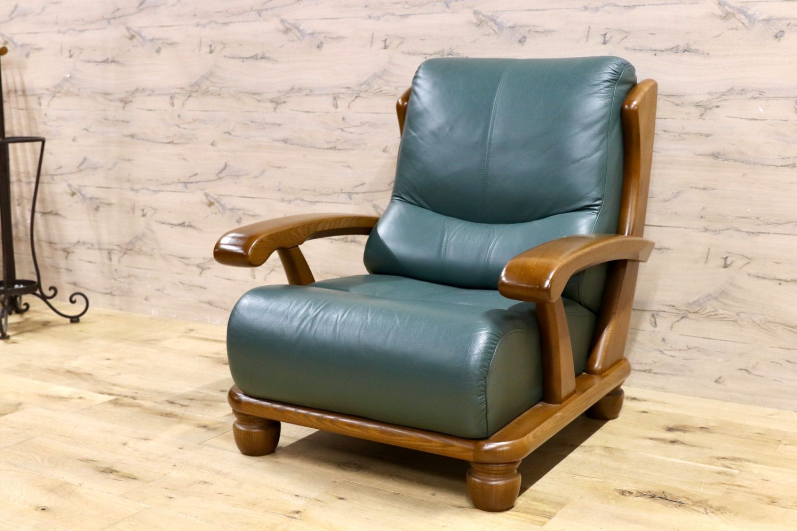 GMIK566B○NAGANO INTERIOR | ナガノインテリア 1人掛けソファ シングルソファ 応接ソファ 緑 本革