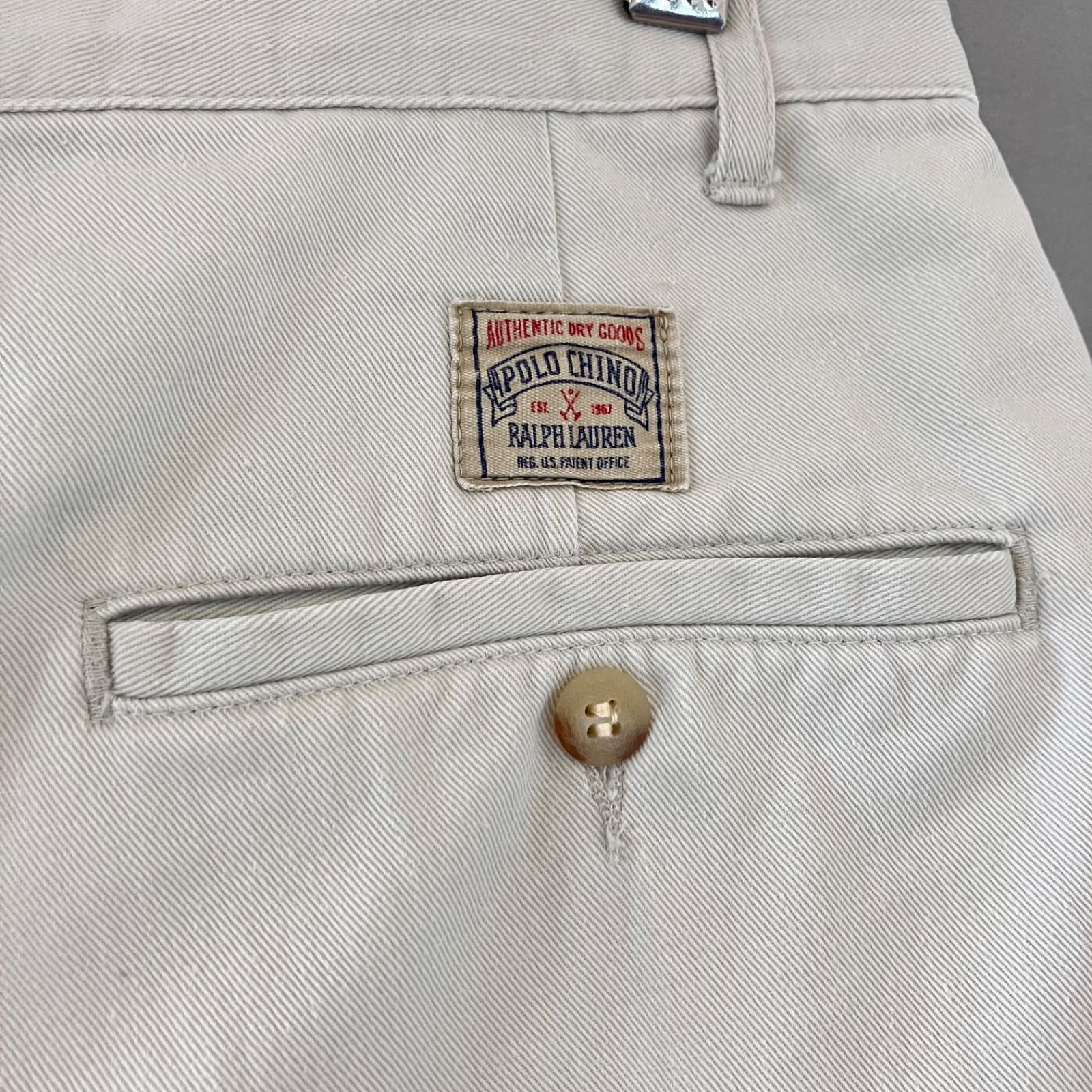 ポロバイラルフローレン　ポロチノ　チノパン　ホワイト　2タック　W34 USED】90s POLO RALPH LAUREN 2TUCK CHINO PANTS W34/L29 - 毎日