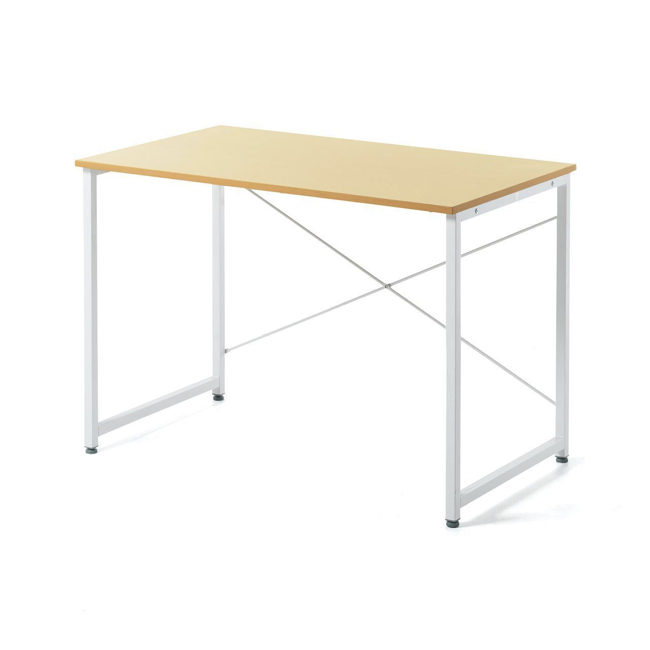 サンワダイレクト シンプルワークデスク 幅100cm×奥行60cm モニターアーム対応 組立簡単 パソコンデスク ライトブラウン 100-DESKF003LBR