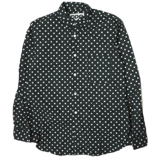 CDG COMME des GARCONS コムデギャルソン 日本製 POLKA DOT SHIRTS ポルカドットシャツ SZ-B003 S ブラック 長袖 AD2021 トップス g14678