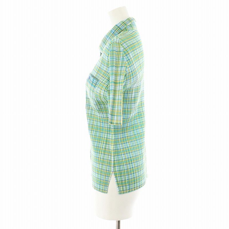 希少　イッセイミヤケ　プリーツプリーズ　チェックブラウス　サイズ4 プリーツプリーズ PLEATS PLEASE イッセイミヤケ シャツ