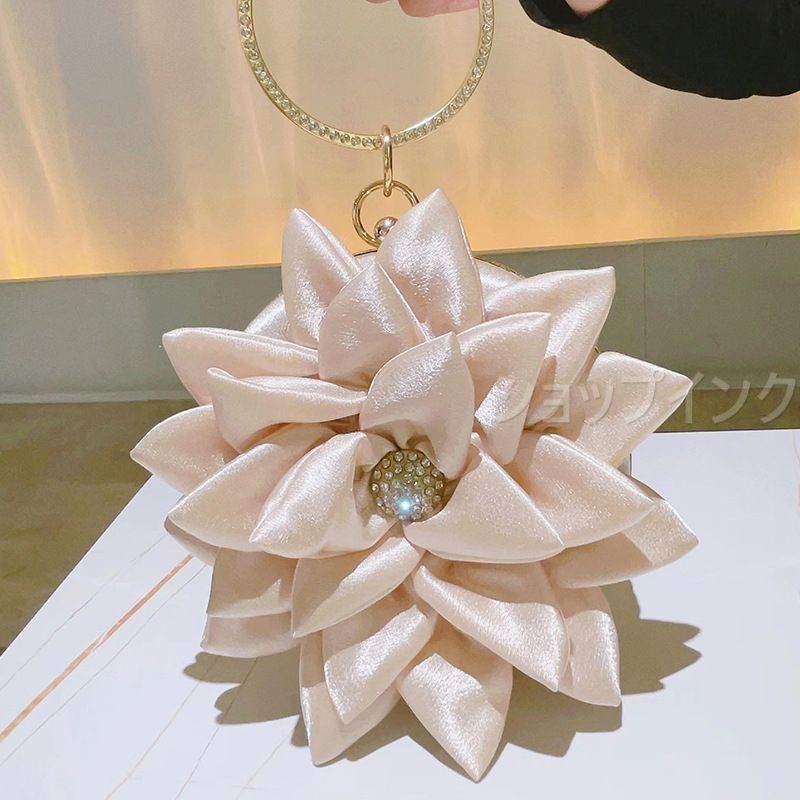 パーティバッグ 結婚式 20代 30代 40代 50代 パーティーバッグ フォーマル 花 コサージュ アクセサリーバッグ 和装バック ラインストーン ハンド レディース ショルダー カバン 1256