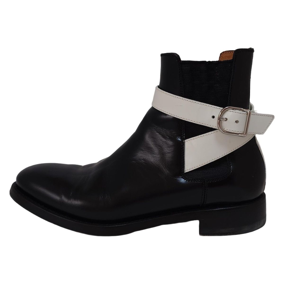 BALENCIAGA バレンシアガ ショートブーツ 35 レディース - 黒×白 サイドゴア|good year|アウトソール張替済 レザー