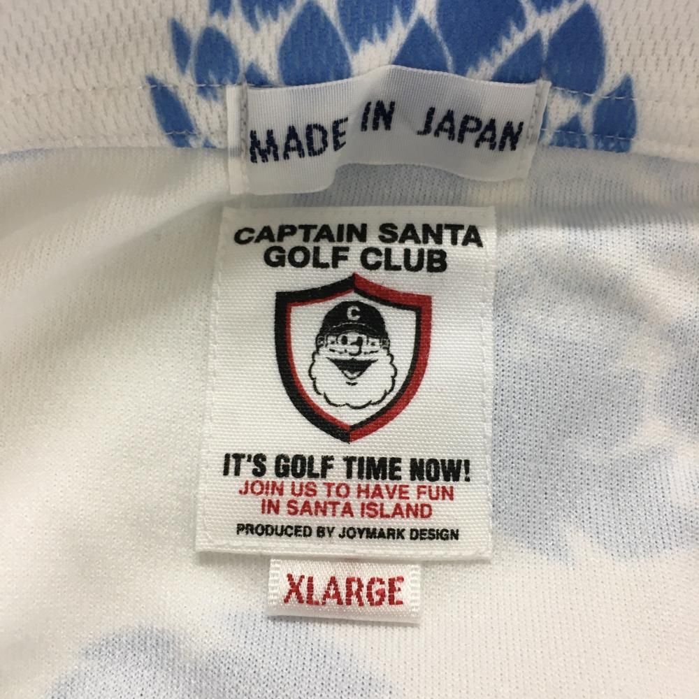 美品】キャプテンサンタ 半袖ポロシャツ 白×ライトブルー