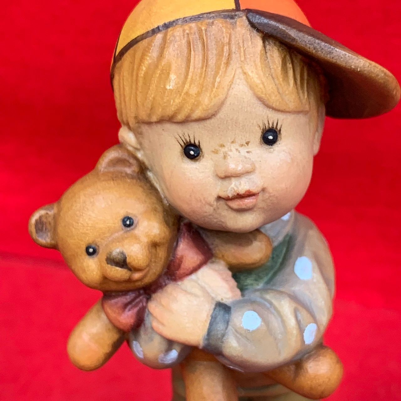 アンリ人形 木彫り サラケイ Bearly Ready 12cm Anri イタリア 置物 J1