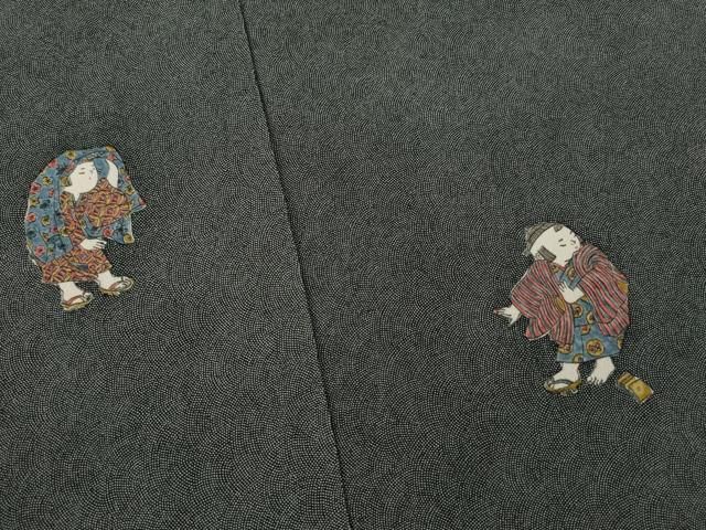 平和屋着物○訪問着 江戸小紋 友禅 手描き 鮫小紋柄 童子花鼓文