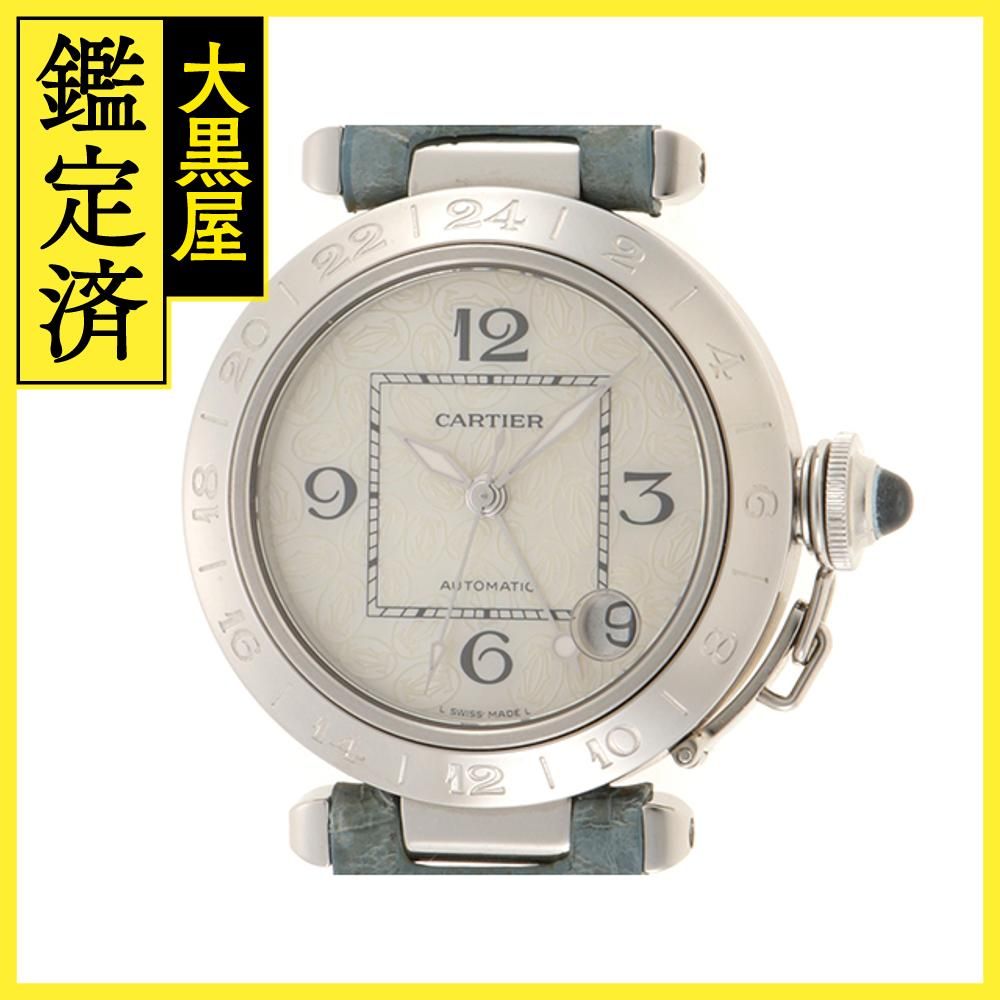 ライトブルーCartier カルティエ 純正品 パシャ クロコ 腕時計 - 時計