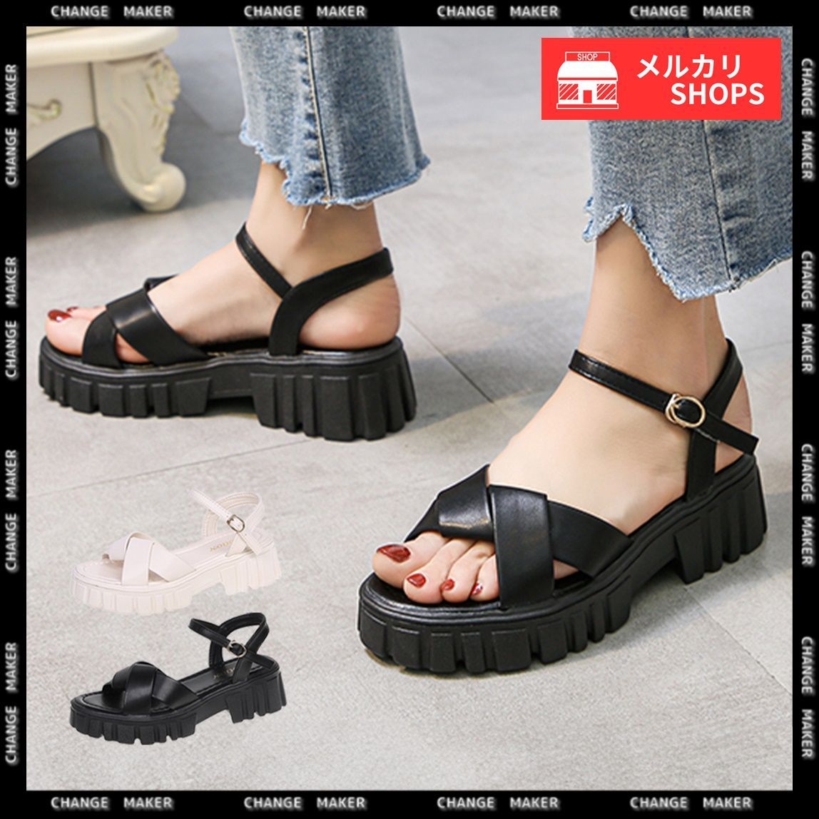 厚底サンダル レディース 韓国 夏 サマーサンダル 厚底ソール