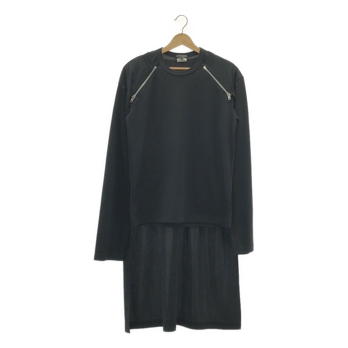 COMME des GARCONS HOMME PLUS | コムデギャルソンオムプリュス | 2025SS | ポリエステル ダブルジップ Tシャツ カットソー | S | ブラック | メンズ