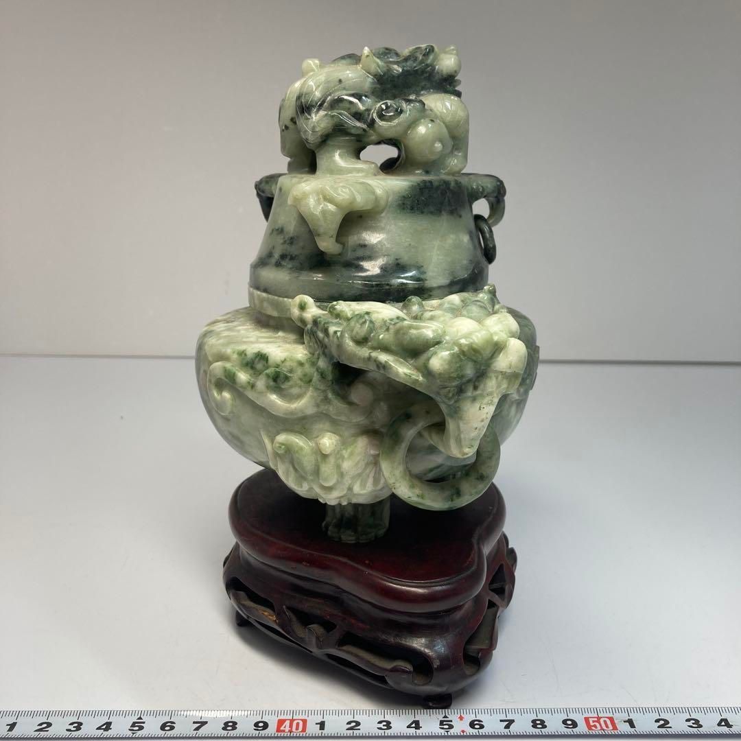 翡翠　特大獅子香炉　2677g/高さ21㎝　東Y6-0311①タニチ 翡翠 特大獅子香炉 2677g/高さ21㎝ 東Y6-0311①タニチ - メルカリ