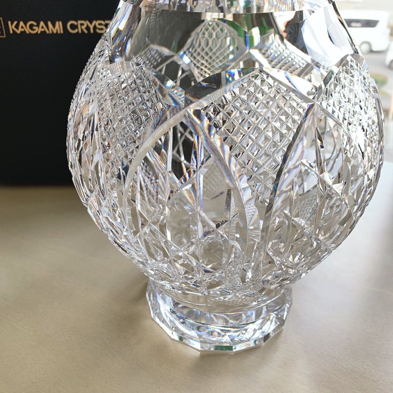 カガミクリスタル花瓶F701 メイドインスロバキア クリスタル製