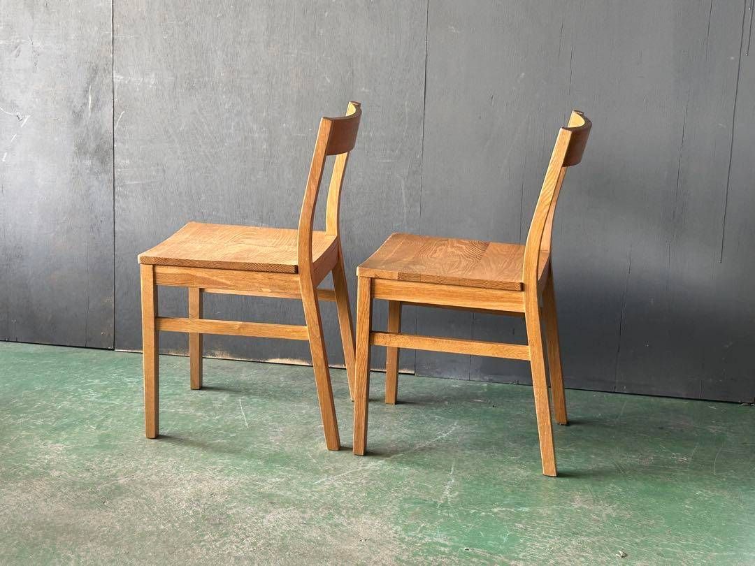 良品計画　オーク材　無垢材　シンプル　ナチュラル　ウッドチェア 2脚セット　SZ 良品計画 オーク材 無垢材 シンプル ナチュラル ウッドチェア 2