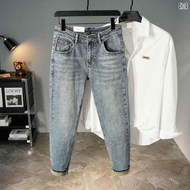 [32]メンズ ファッション 服 男性用 オシャレ シンプル 大人 かっこいい 大きいサイズ ストリート 紳士服 夏 九分丈 ジーンズ リップ アンクレット 九分丈 パンツ ゆったり 快 パンツ