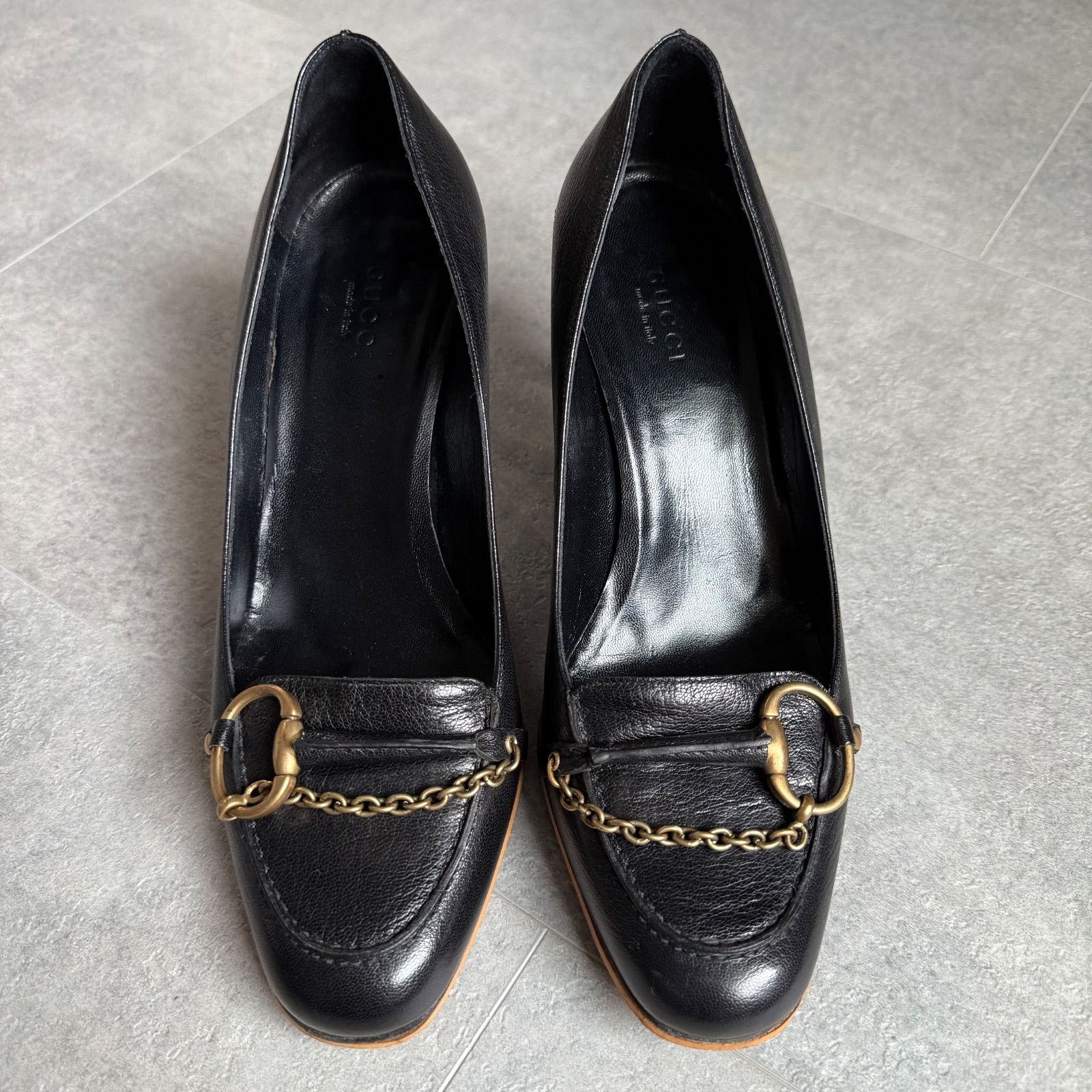 美品 GUCCI グッチ ホースビットパンプス レザー チェーン