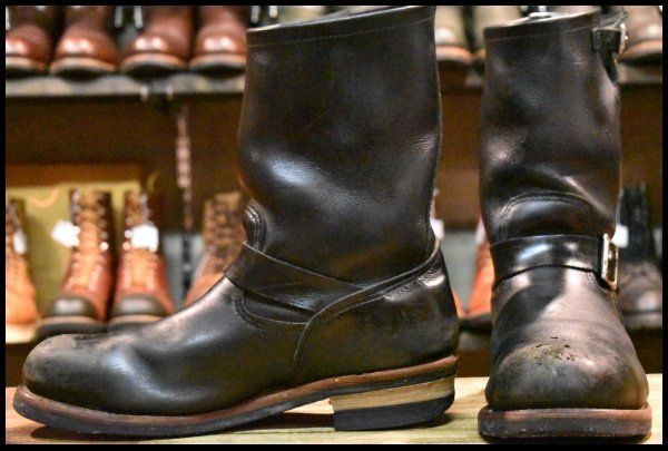 12D 11年 レッドウィング 2268 エンジニア 黒 ブラッククローム スチールトゥ ブーツ redwing HOPESMORE FI331