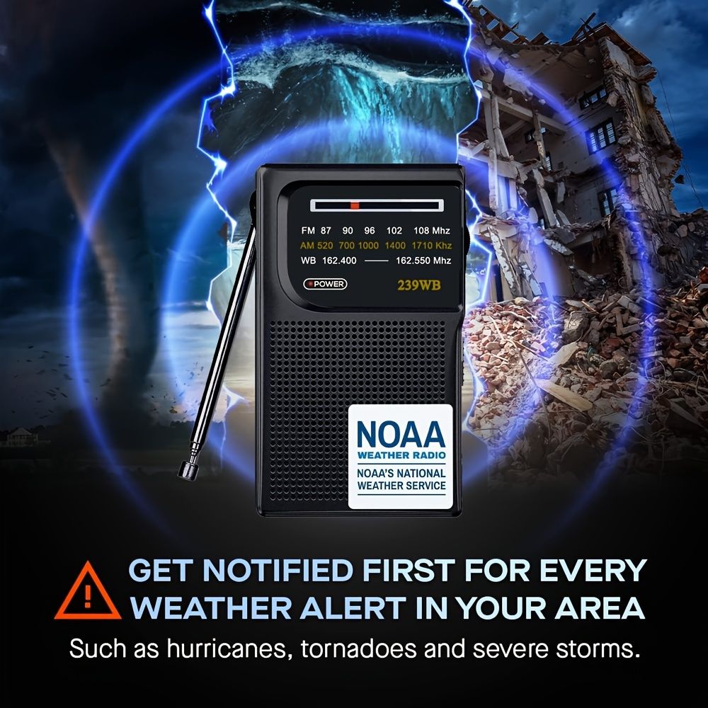 新着商品 ポータブルNOAA気象ラジオ最高の受信状態を備えた電池式緊急NOAA|AM|FMラジオヘッドフォンジャック付きポケット気象警報ラジオ恋人両親友人へのギフトrcL