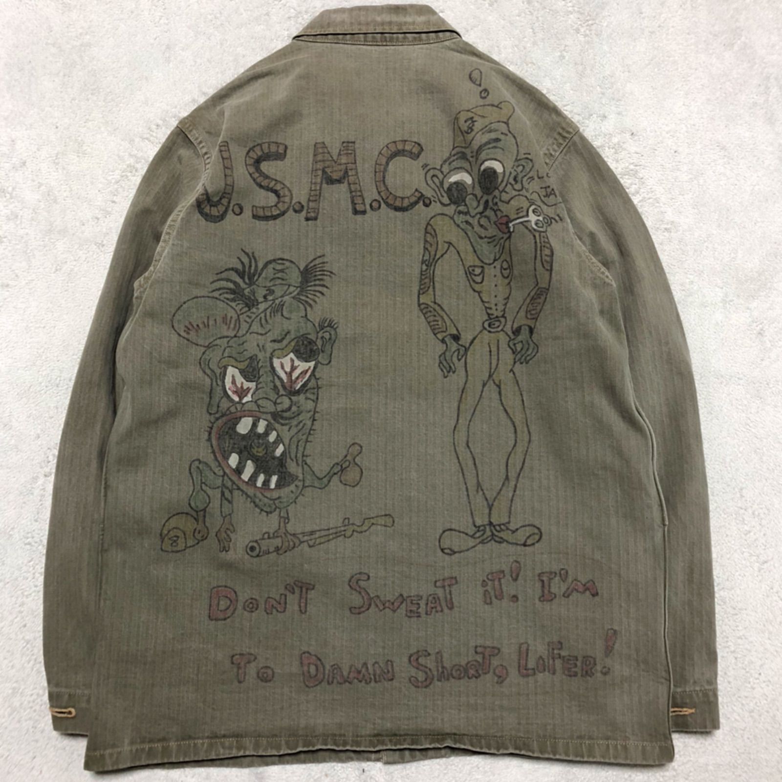BUZZ RICKSON'S HERRINGBONE UTILITY JACKET HAND PAINT USMC