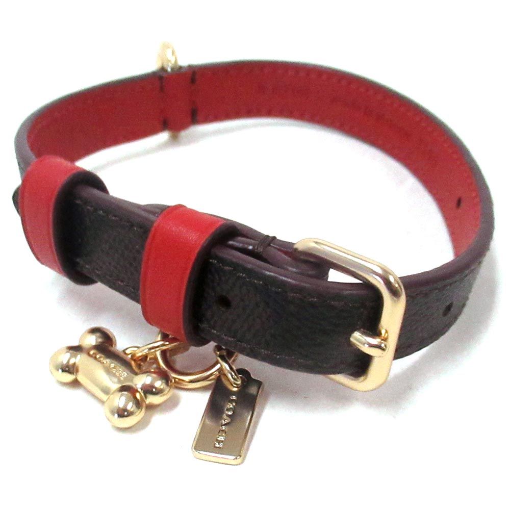 コーチ 犬の首輪 COACH アウトレット シグネチャー ペット用品 スモール リーシュ 骨型 チャーム ドッグ BOX付き 小型犬 CX158 IMXD0