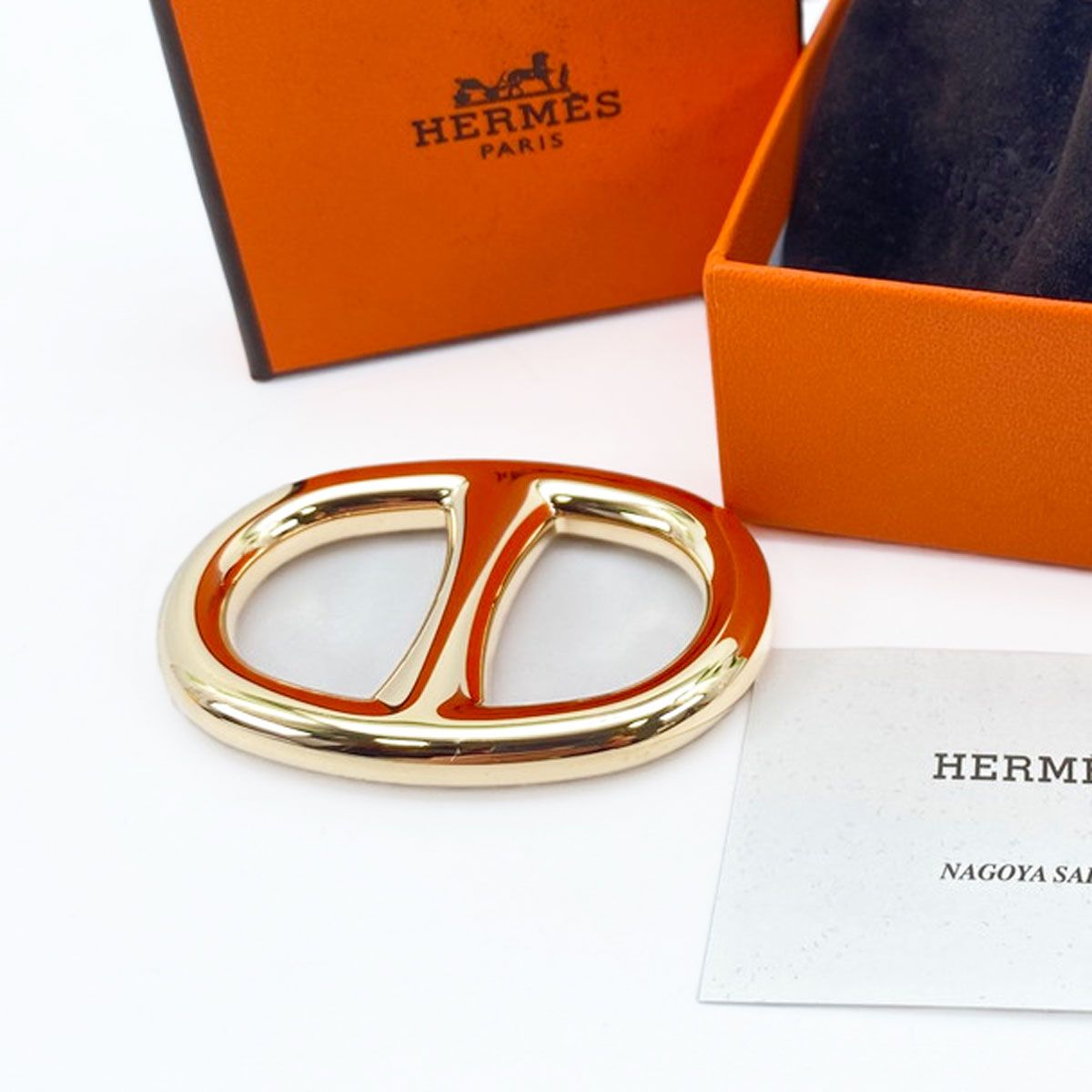 HERMES シェーヌダンクル スカーフリング H ロゴ ゴールド 9384 HERMES エルメス シェーヌダンクル スカーフリング H ロゴ
