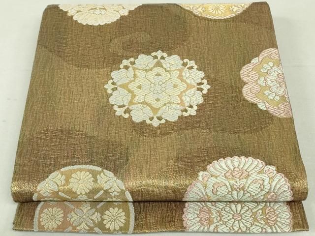 平和屋着物●京の名工　染匠越後屋通博　六通柄袋帯　御綾染　吉祥宮中文様　金糸　正絹　逸品　DAAT0153ob 平和屋着物○京の名工 染匠越後屋通博 六通柄袋帯 御綾染 吉祥宮中文様