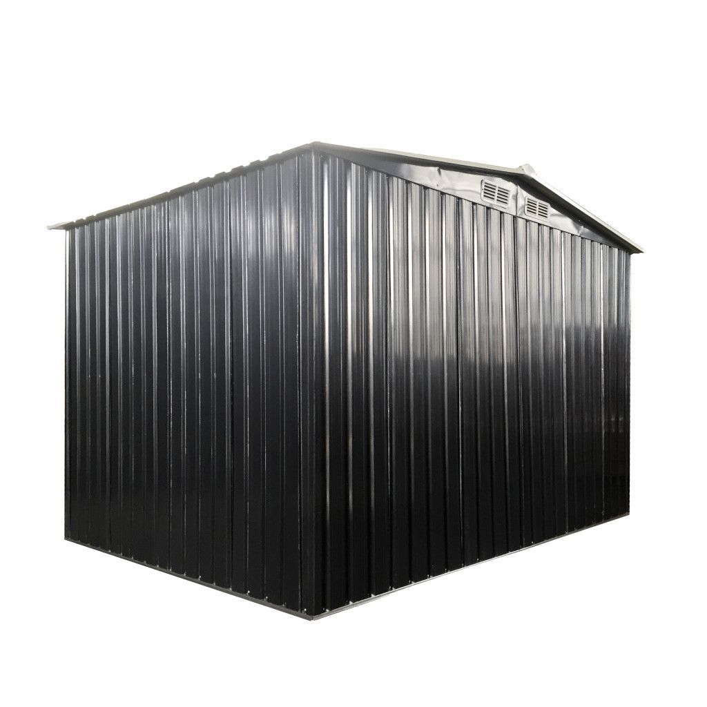 自宅配送不可 ヨーロッパ風物置 GRESS メタルシェッド 8x8フィート チャコール スライドドア 倉庫 物置小屋 収納庫 HRDEVELOPMENT_JP