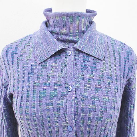 【美品】ミッソーニ MISSONI 長袖カーディガン 金糸使用 M シェブロン 美品】ミッソーニ MISSONI 長袖カーディガン 金糸使用 M
