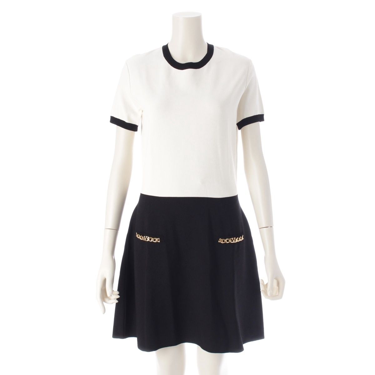 VALENTINO ワンピース 2B3KD09R7RM ヴァレンティノ 22年 レーヨン ロゴチェーン ニット ワンピース