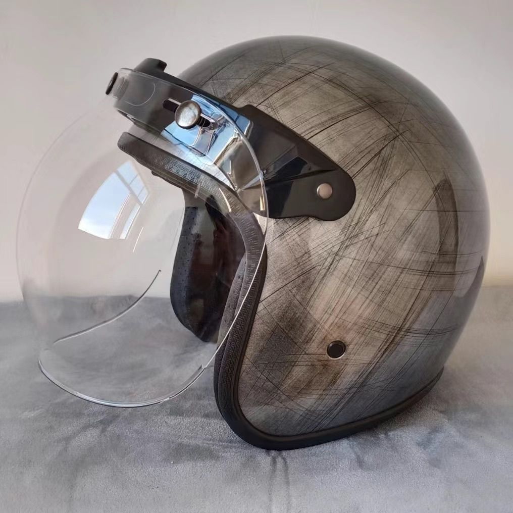 新品　メッキヘルメット　S～XXL サイズ　メッキシールド　バイザー付き　フルセット 3-825 リーフ＆クロス メッキベースレッド カスタムペイントヘルメット