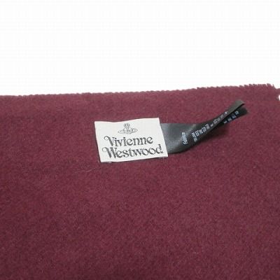 【美品】 ヴィヴィアンウエストウッド ウールマフラー オーブ 刺繍ロゴ ボルドー ヴィヴィアンウエストウッド マフラー レディース メンズ オーブ