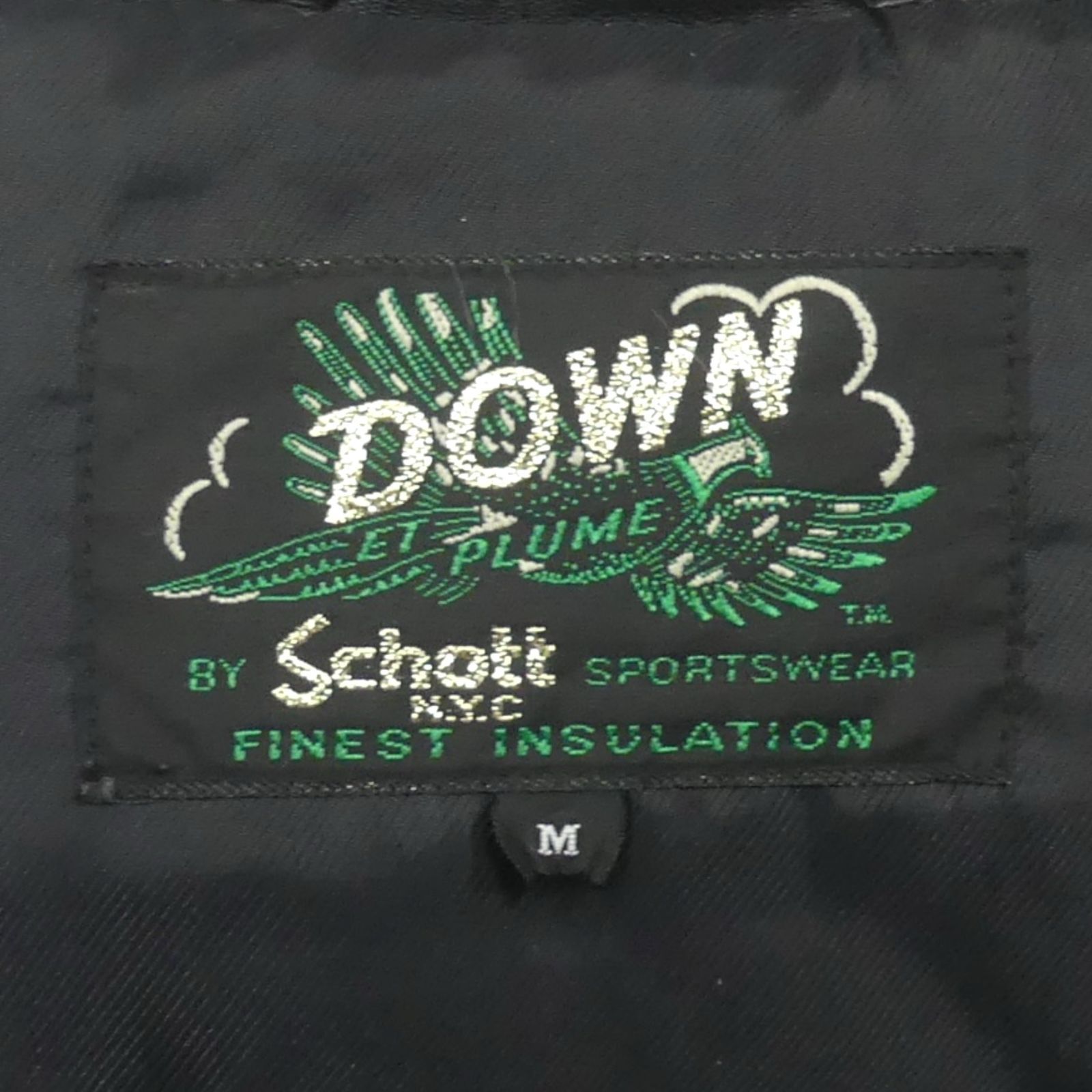 Schott ショット ダウンジャケット M レザー 黒 2way ダウンベスト 