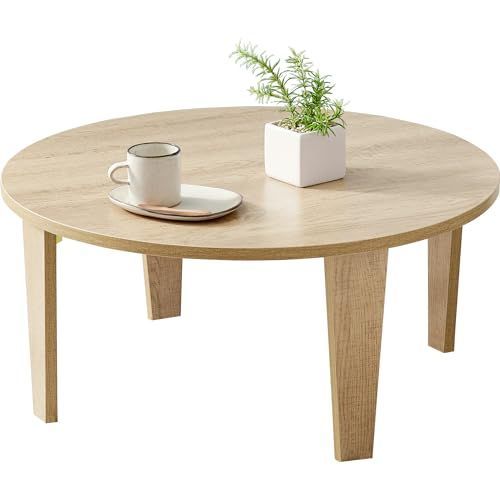 大 机 木目調天板がスタイリッシュ センターテーブル 折りたたみ 完成品 丸型 円形 ローテーブル 軽量 ヴィンテージ リビング 直径68 萩原 高さ32 ナチュラル MT-6868NA