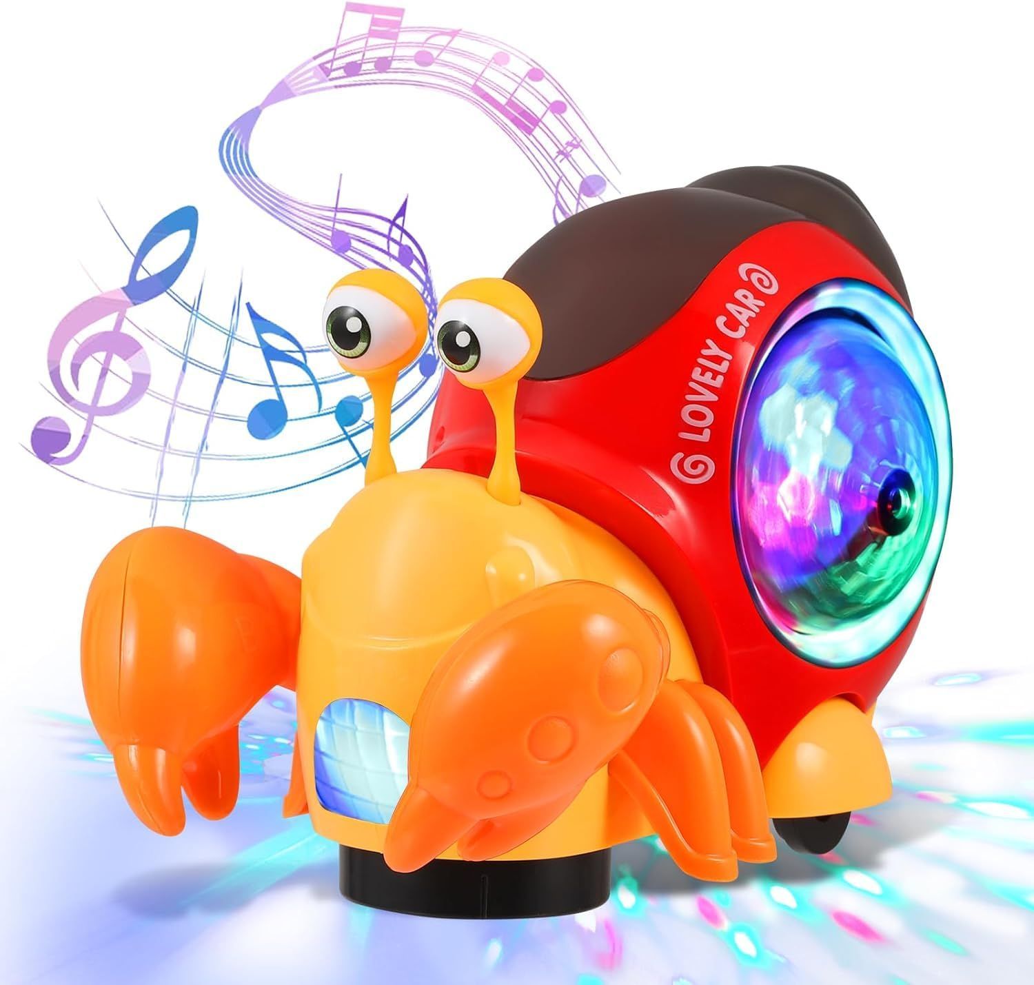 子供向け、音楽這うカニ、シミュレーションカニおもちゃ、自動的に障害物を回避する、インタラクティブな学習と開発のおもちゃ、LEDライト付き 知育玩具