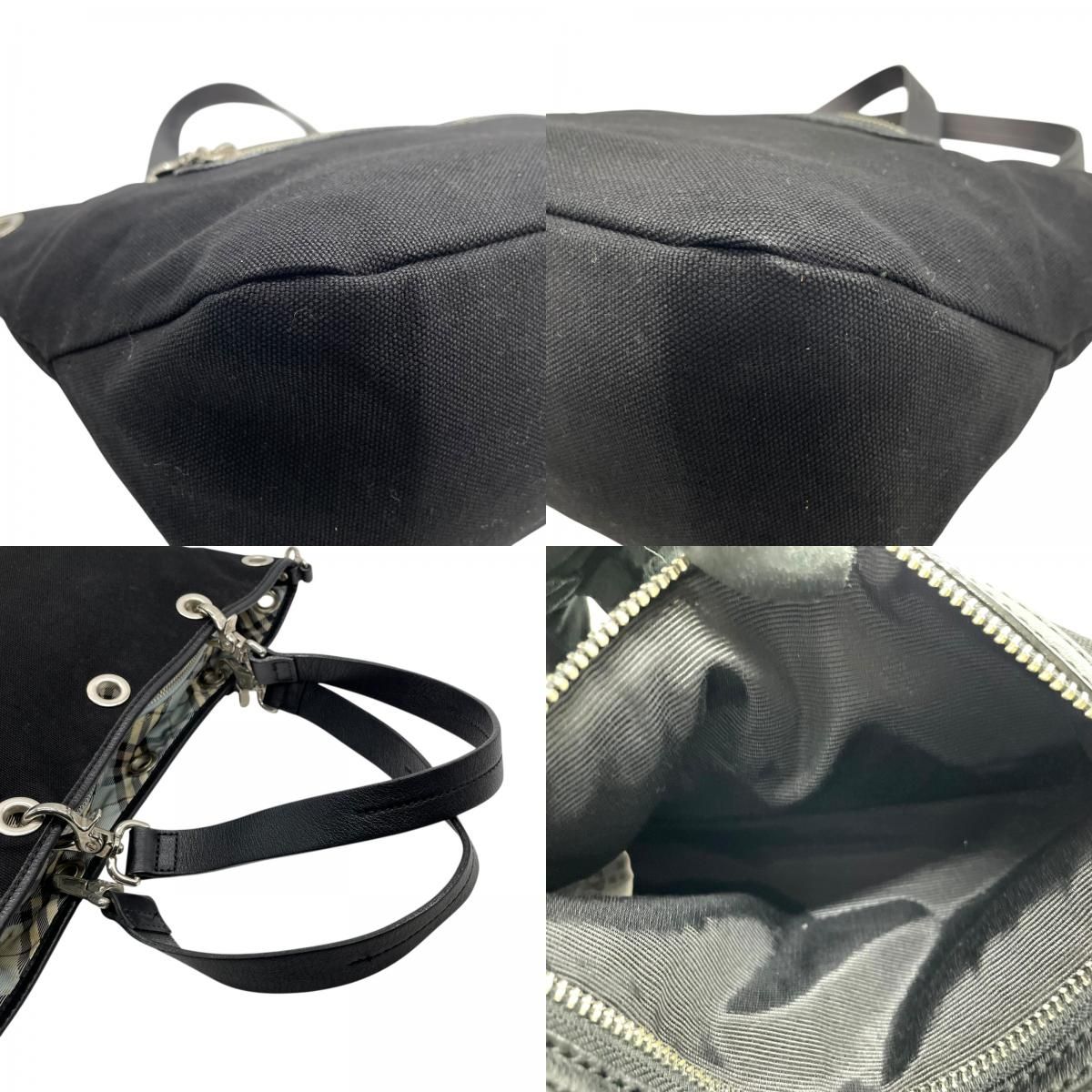 美品✨ バーバリーブルーレーベル ショルダーバッグ キャンバス ホースロゴ 黒 バーバリー BURBERRY トートバッグ ブラック 黒 キャンバス