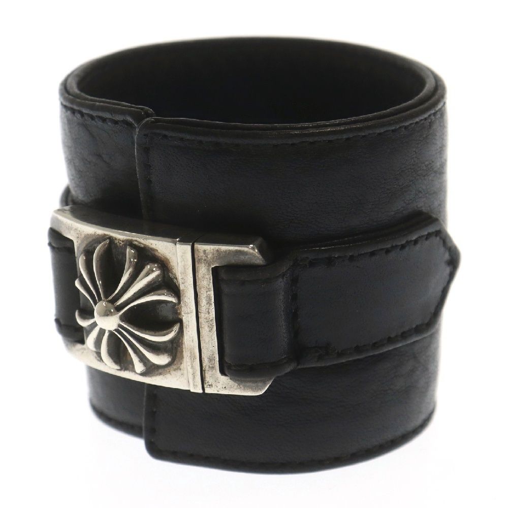 CHROME HEARTS (クロムハーツ) HARNESS CLASP ワイド ハーネスクラスプ レザー ブレスレット ブラック