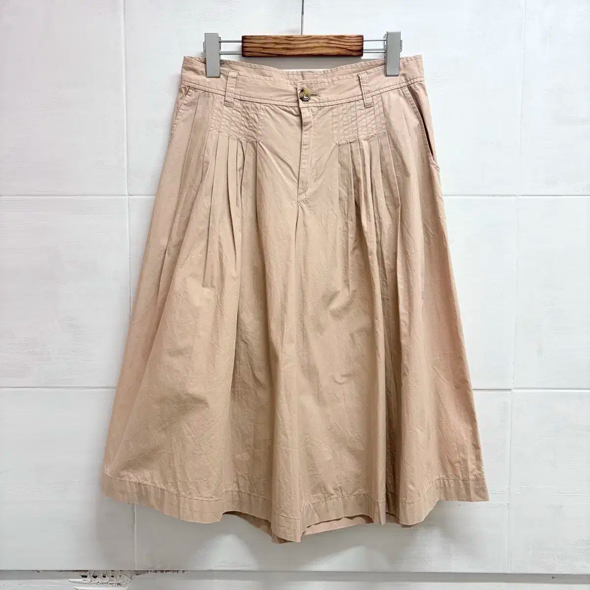 コットン ワイド ピンタック バミューダ パンツ
