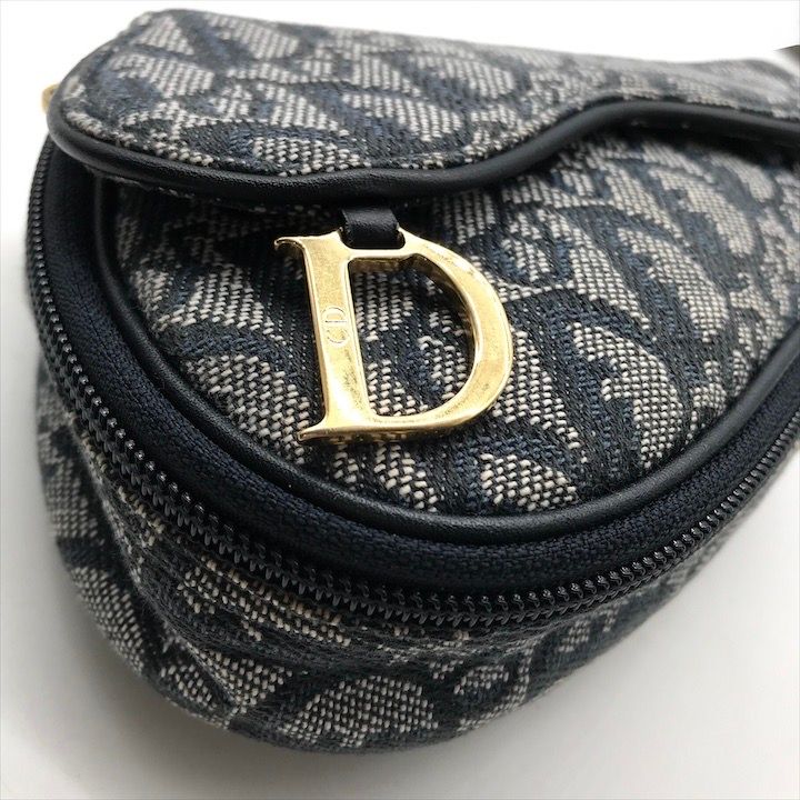 美品 Christian Dior ディオール トロッター サドル キャンバス 化粧 