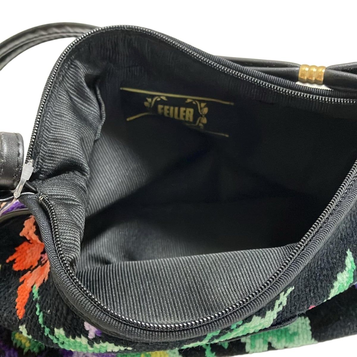 お値下げ　新品　FEILER ハンドバッグ FEILER(フェイラー) ハンドバッグ - 黒×ピンク×マルチ 花柄/ミニ