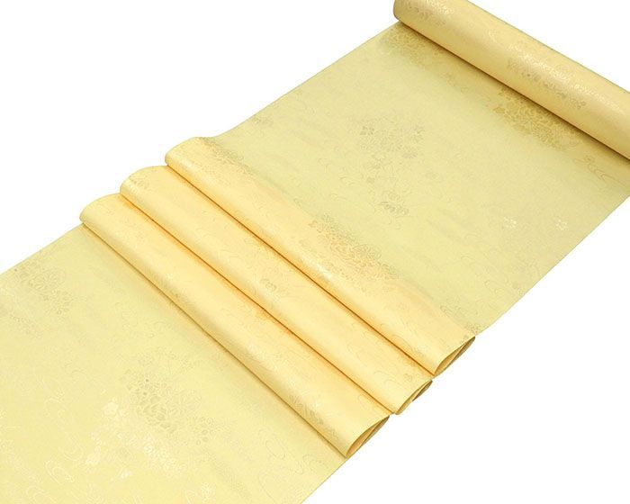 長襦袢 ポリエステル 流水花車地紋 反物 イエロー レディース 未仕立 着物 p6108