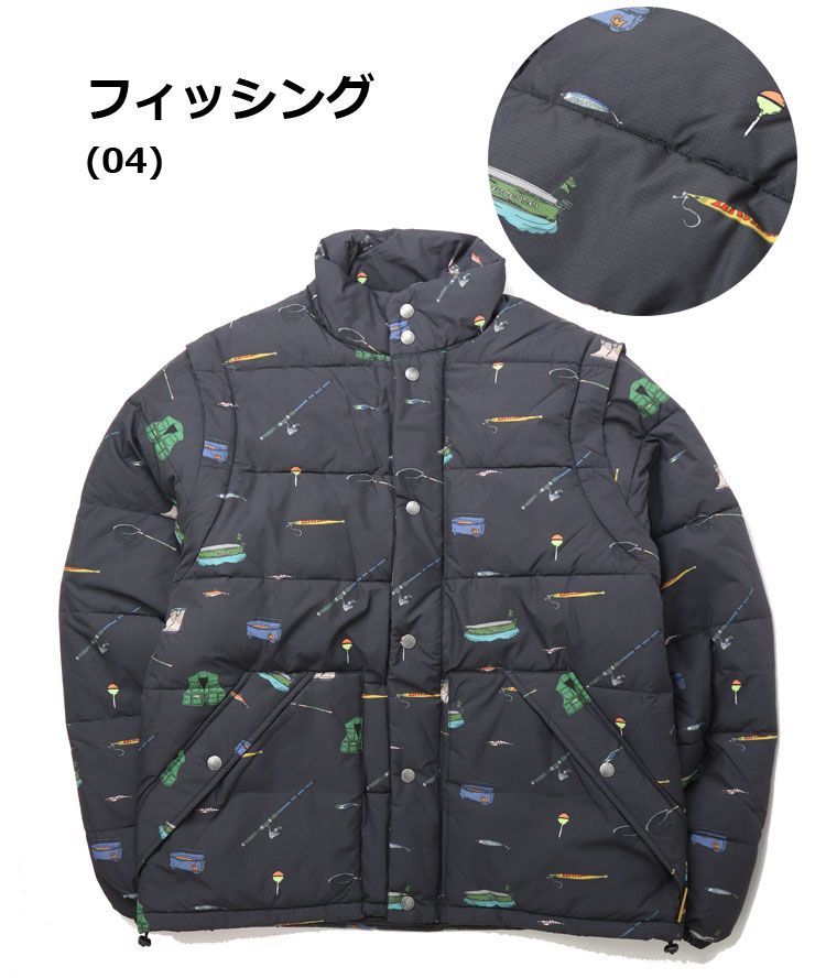 gym master ハッピーペイント中ワタ2WAYスタンドジャケット フィッシング m l xl G633773 メンズ レディース ベストにもなる 秋冬 アウター