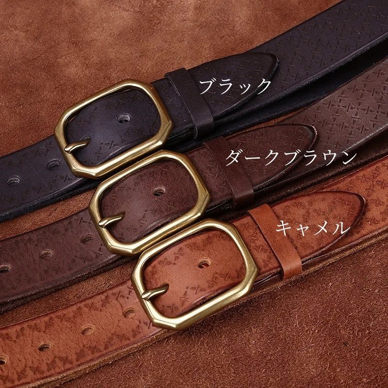 PD 005 時を刻み 味わいを増す — 一枚革の真鍮バックルベルト 3.8 cm 本革レトロベルト イタリアンレザー使用 イタリア製の最 牛革 ハンドクラフト メンズ プレゼント ギフト おしゃれ 本革 ハンドメイド 手作り