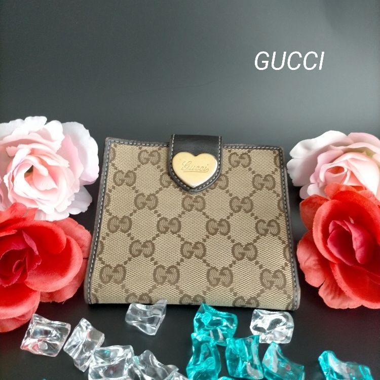 GUCCI グッチ 二つ折り財布 ダブルホック GG柄 メンズ レディース