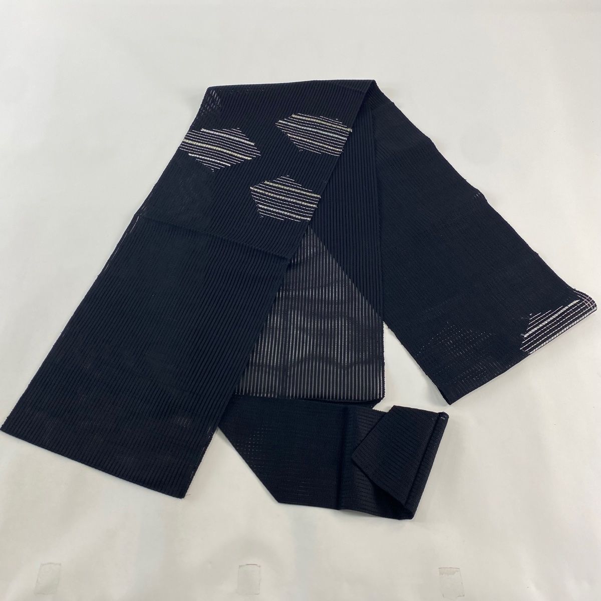 名古屋帯 美品 秀品 夏帯 絽 松葉仕立て 八寸名古屋帯 幾何学