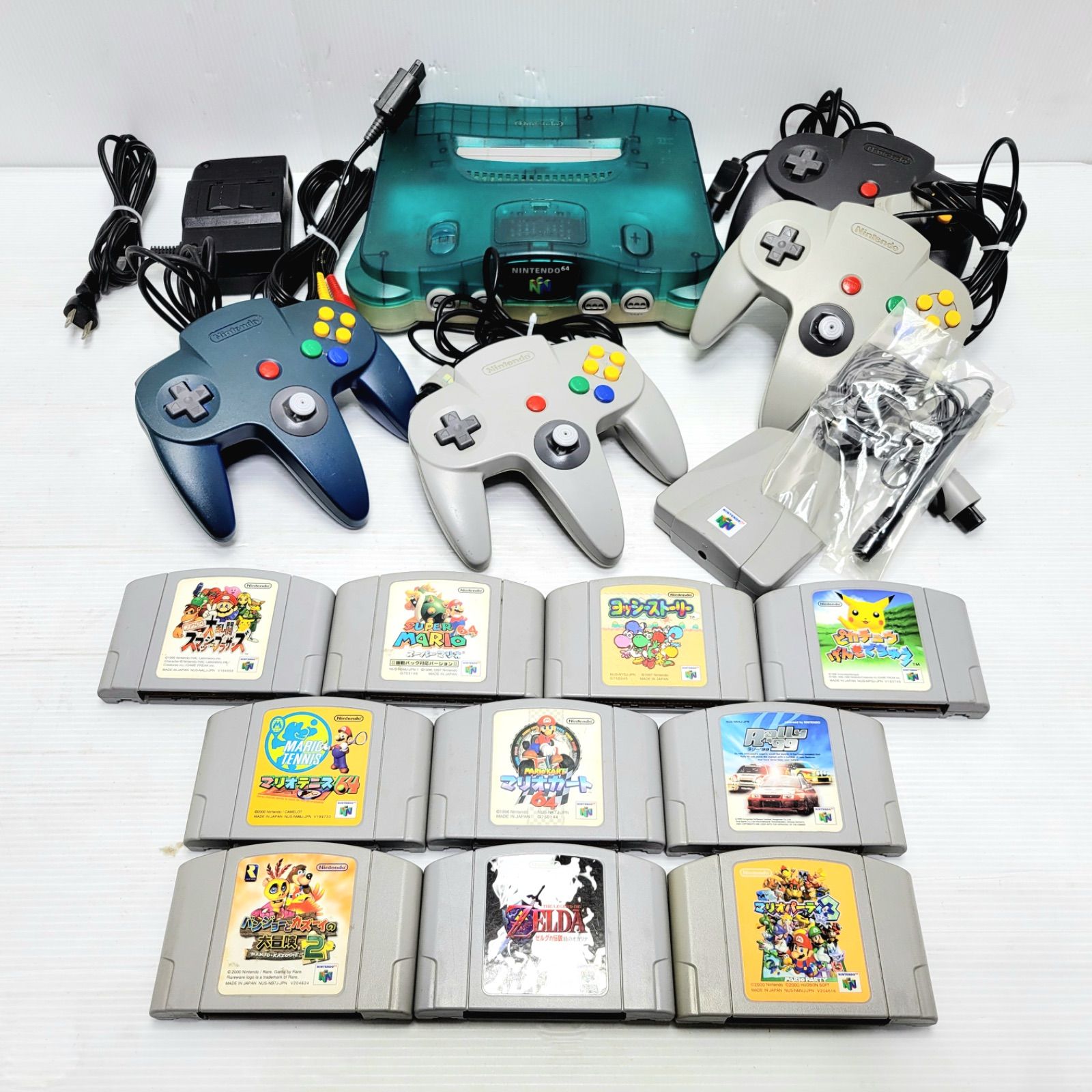 NINTENDO64 クリアブルー コントローラ6個 ソフト10個 セット