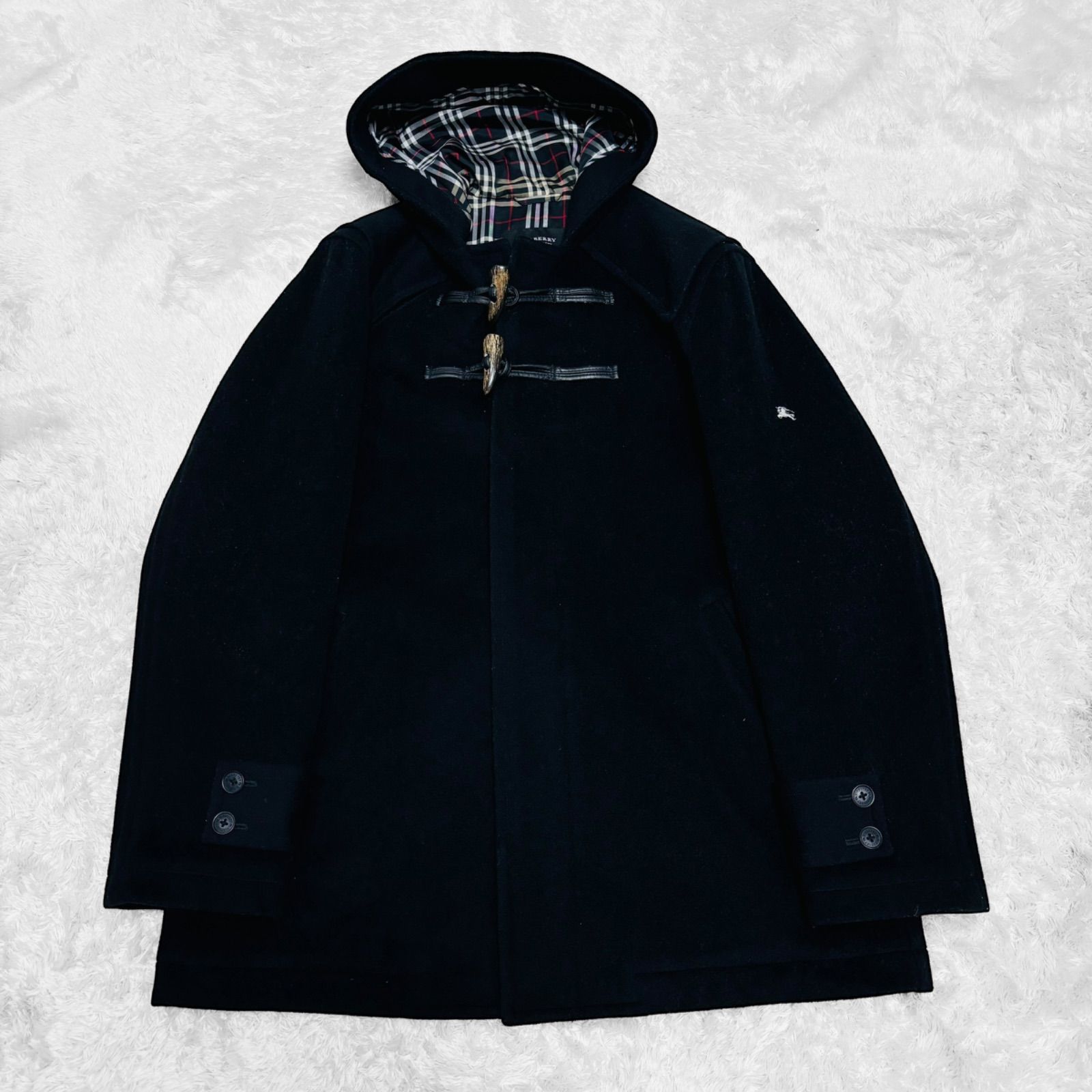 バーバリーブラックレーベル ダッフルコート ノバチェック 裏地 黒 L  